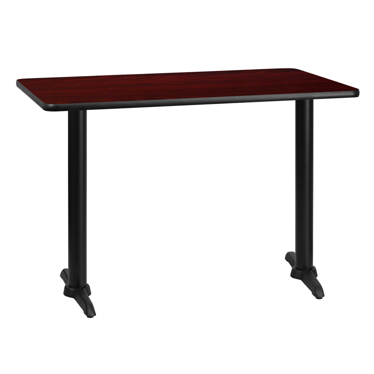 Mahogany |#| 30inch x 42inch Mahogany Laminate Table Top with 5inch x 22inch Table Height Bases