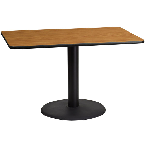 Natural |#| 30inch x 48inch Natural Laminate Table Top with 24inch Round Table Height Base