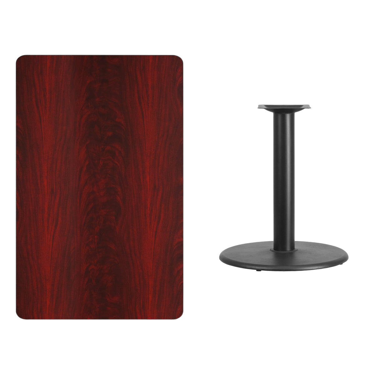 Mahogany |#| 30inch x 48inch Mahogany Laminate Table Top with 24inch Round Table Height Base