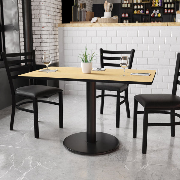 Natural |#| 30inch x 48inch Natural Laminate Table Top with 24inch Round Table Height Base