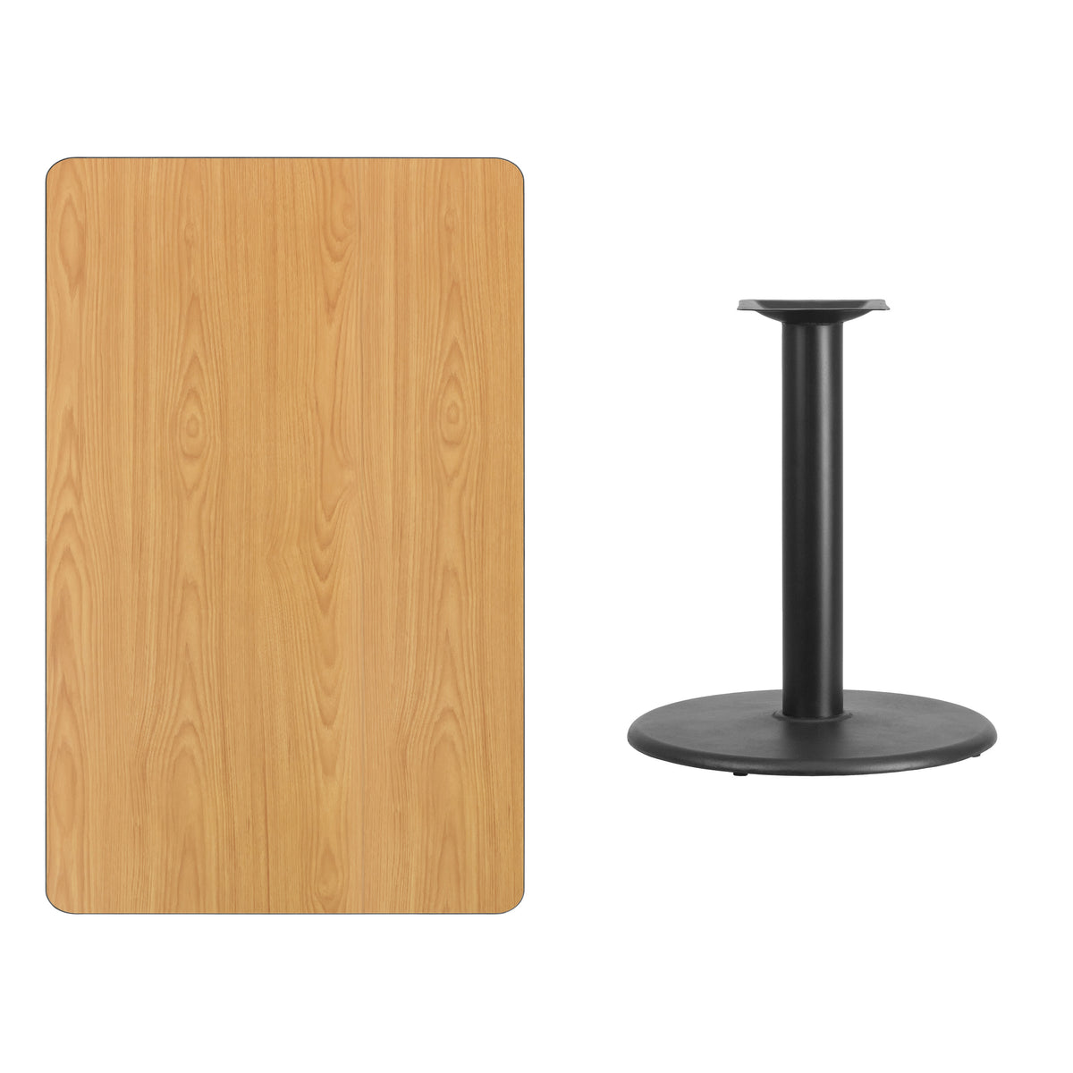 Natural |#| 30inch x 48inch Natural Laminate Table Top with 24inch Round Table Height Base