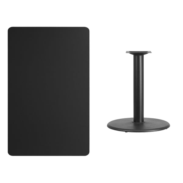 Walnut |#| 30inch x 48inch Rectangular Walnut Laminate Table Top & 24inch Round Table Height Base