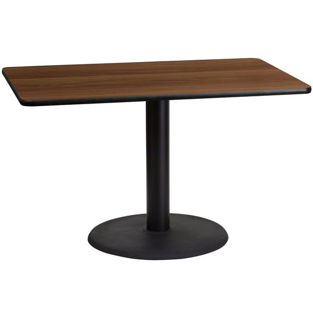 30'' x 48'' Rectangular Laminate Table Top with 24'' Round Table Height Base - View 1