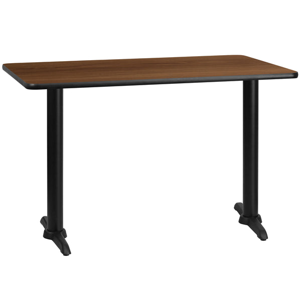 Walnut |#| 30inch x 48inch Rectangular Walnut Laminate Table Top & 5inch x 22inch Table Height Bases
