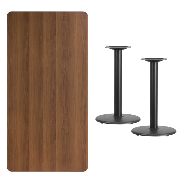 Black |#| 30inch x 60inch Rectangular Black Laminate Table Top with 18inch Round Table Height Bases