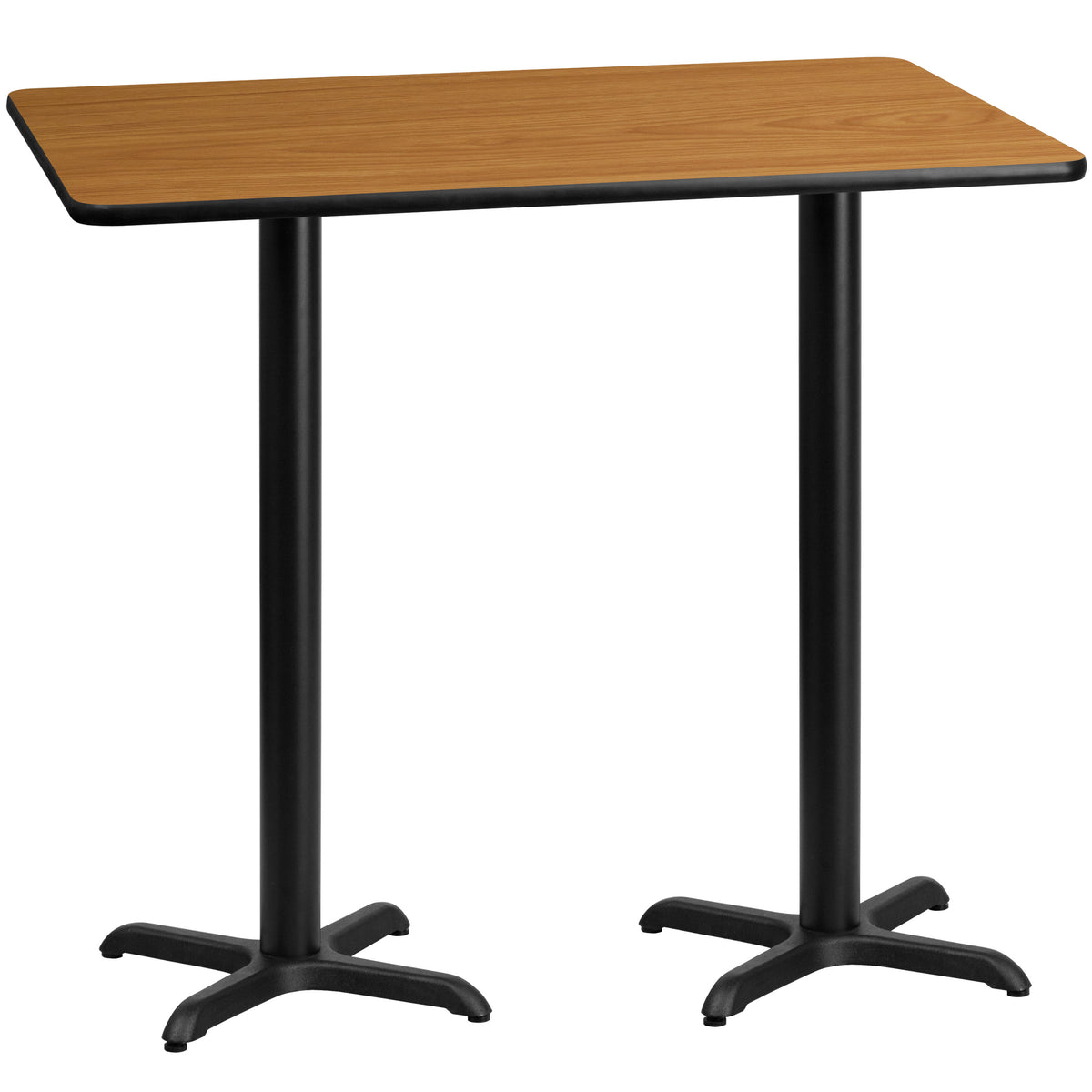 Natural |#| 30inch x 60inch Natural Laminate Table Top with 22inch x 22inch Bar Height Table Bases