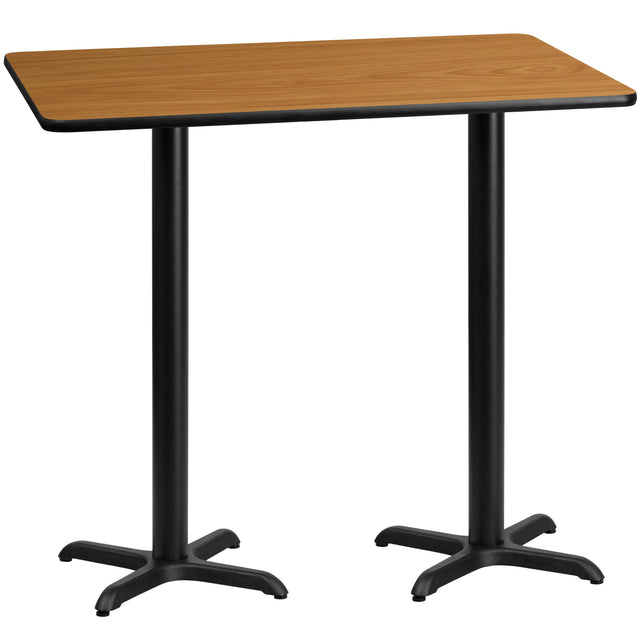 30'' x 60'' Rectangular Laminate Table Top with 22'' x 22'' Bar Height Table Bases - View 1