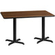 Walnut |#| 30inch x 60inch Rectangular Walnut Laminate Table Top & 22inch x 22inch Table Height Bases