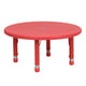 Red |#| 33inch Round Red Plastic Height Adjustable Activity Table