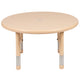 Natural |#| 33inch Round Natural Plastic Height Adjustable Activity Table - School Table for 4