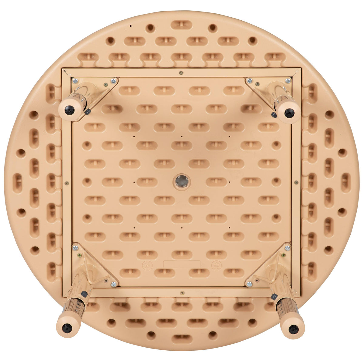 Natural |#| 33inch Round Natural Plastic Height Adjustable Activity Table - School Table for 4