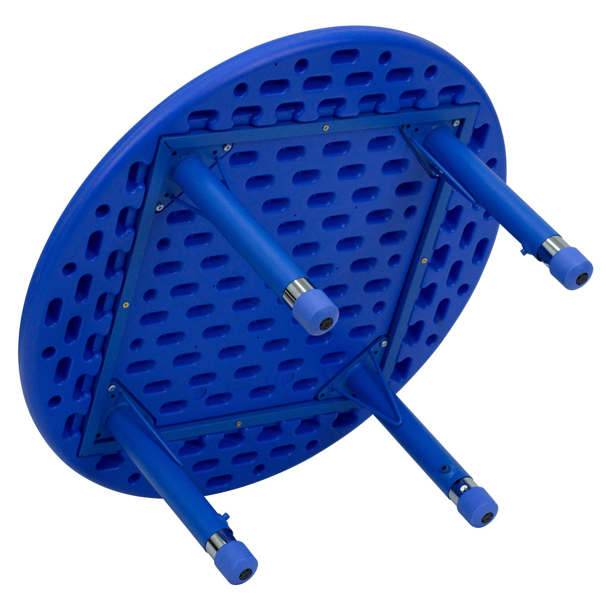 Blue |#| 33inch Round Blue Plastic Height Adjustable Activity Table