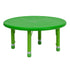 Green |#| 33" Round Green Plastic Height Adjustable Activity Table
