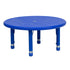 Blue |#| 33" Round Blue Plastic Height Adjustable Activity Table