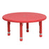 Red |#| 33" Round Red Plastic Height Adjustable Activity Table