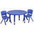 33" Round Plastic Height Adjustable Activity Table Set with 2 Chairs