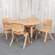 Natural |#| 33inch Round Natural Plastic Height Adjustable Activity Table Set with 4 Chairs