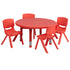 Red |#| 33" Round Red Plastic Height Adjustable Activity Table Set with 4 Chairs
