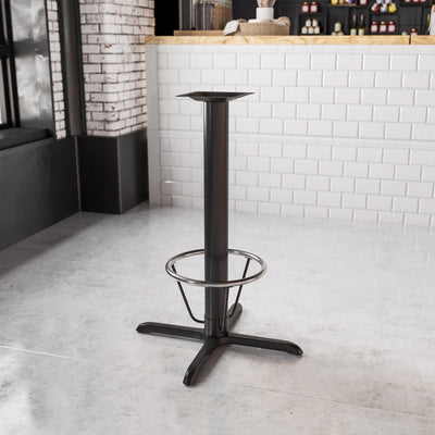 33'' x 33'' Restaurant Table X-Base with 4'' Dia. Bar Height Column and Foot Ring
