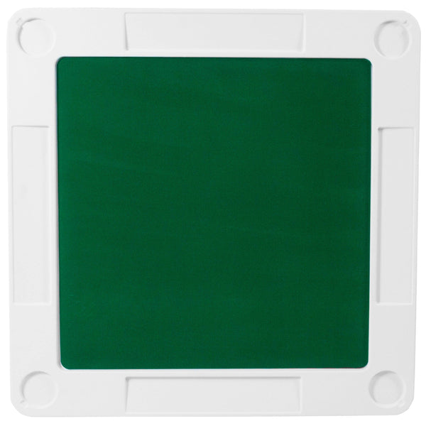 Granite White |#| 34.5" Square 4-Player Folding Card Game Table with Green Felt and Cup Holders