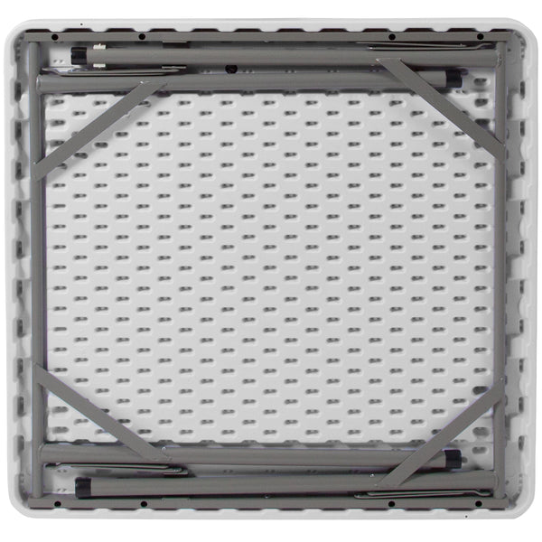 Granite White |#| 34.5" Square 4-Player Folding Card Game Table with Green Felt and Cup Holders