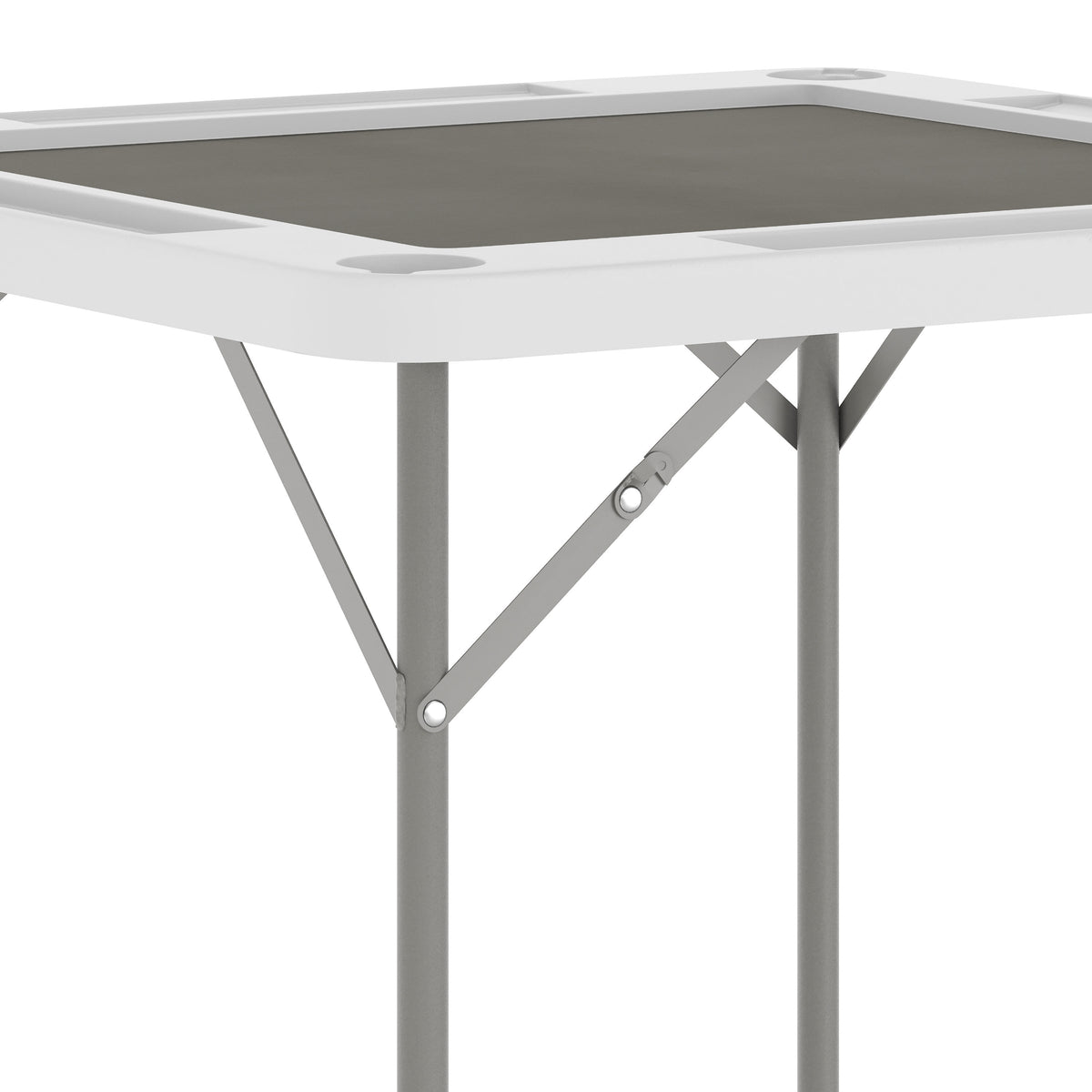 White/Gray |#| White 34.5" Square 4-Player Folding Card Table with Gray Felt and Cup Holders
