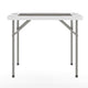 White/Gray |#| White 34.5" Square 4-Player Folding Card Table with Gray Felt and Cup Holders