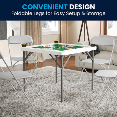 34.5" Square 4-Player Folding Card Game Table with Felt and Cup Holders - View 2