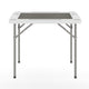 White/Gray |#| White 34.5" Square 4-Player Folding Card Table with Gray Felt and Cup Holders