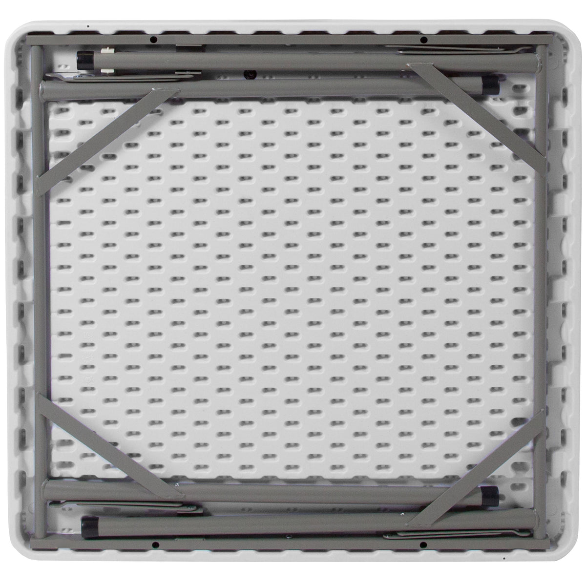 White/Gray |#| White 34.5" Square 4-Player Folding Card Table with Gray Felt and Cup Holders