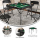 Black/Green |#| Black 34.5" Square 4-Player Folding Card Table with Gray Felt and Cup Holders