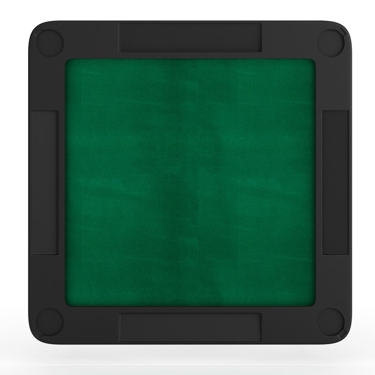Black/Green |#| Black 34.5" Square 4-Player Folding Card Table with Gray Felt and Cup Holders