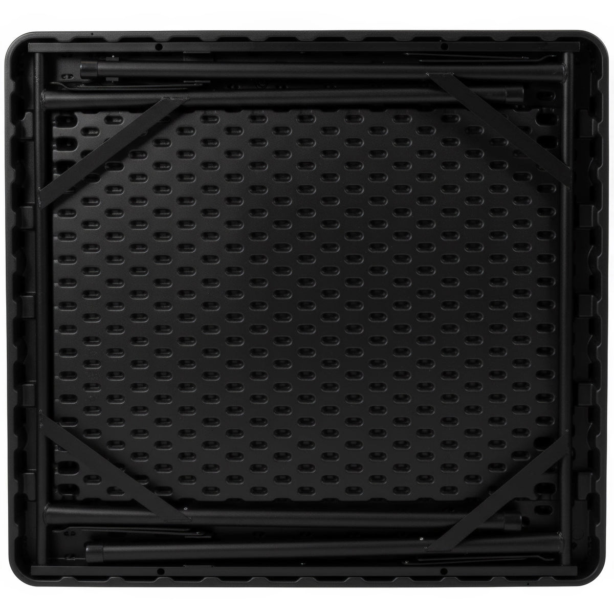 Black/Green |#| Black 34.5" Square 4-Player Folding Card Table with Gray Felt and Cup Holders