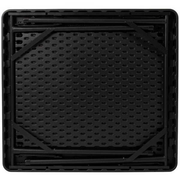 Black/Green |#| Black 34.5" Square 4-Player Folding Card Table with Gray Felt and Cup Holders