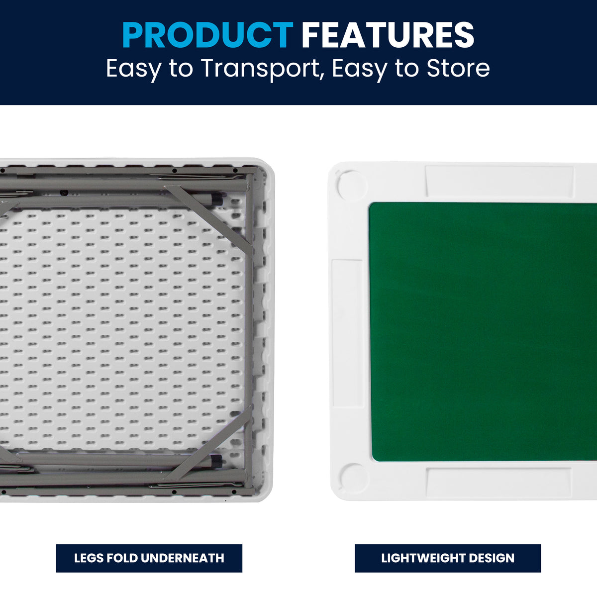 Granite White |#| 34.5" Square 4-Player Folding Card Game Table with Green Felt and Cup Holders