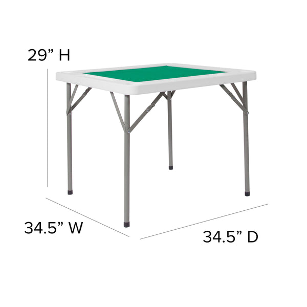 34.5inch Square 4-Player Folding Card Game Table with Green Felt and Cup Holders