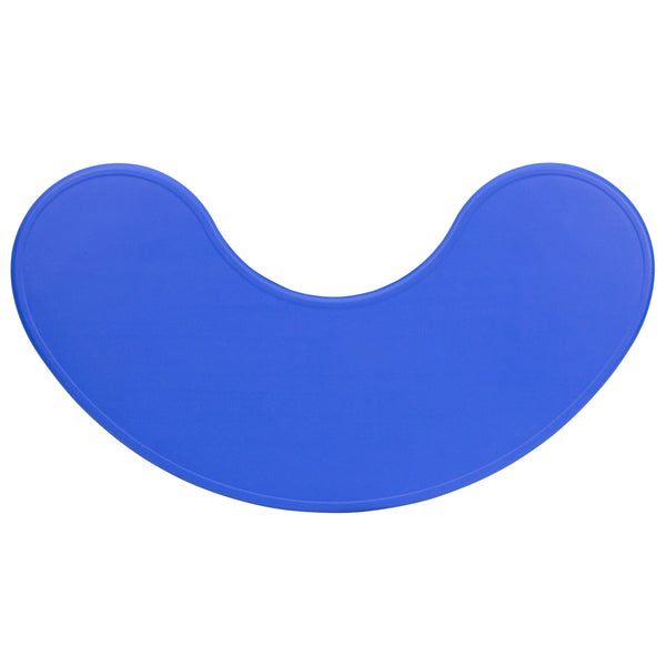 Blue |#| 35inchW x 65inchL Half-Moon Blue Plastic Height Adjustable Activity Table