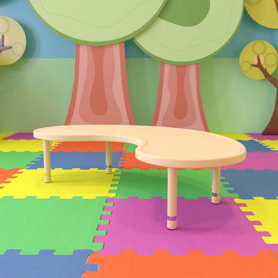 35"Wx65"L Half-Moon Plastic Adjustable Activity Table-School Table for 8 - View 2