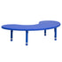 Blue |#| 35"W x 65"L Half-Moon Blue Plastic Height Adjustable Activity Table