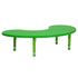 Green |#| 35"W x 65"L Half-Moon Green Plastic Height Adjustable Activity Table