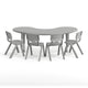 Soft Gray |#| 5 PC Plastic Activity Table and 4 Chairs Set, 10.5" Seat Height-Soft Gray