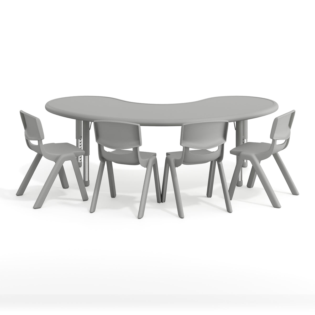 Soft Gray |#| 5 PC Plastic Activity Table and 4 Chairs Set, 10.5" Seat Height-Soft Gray