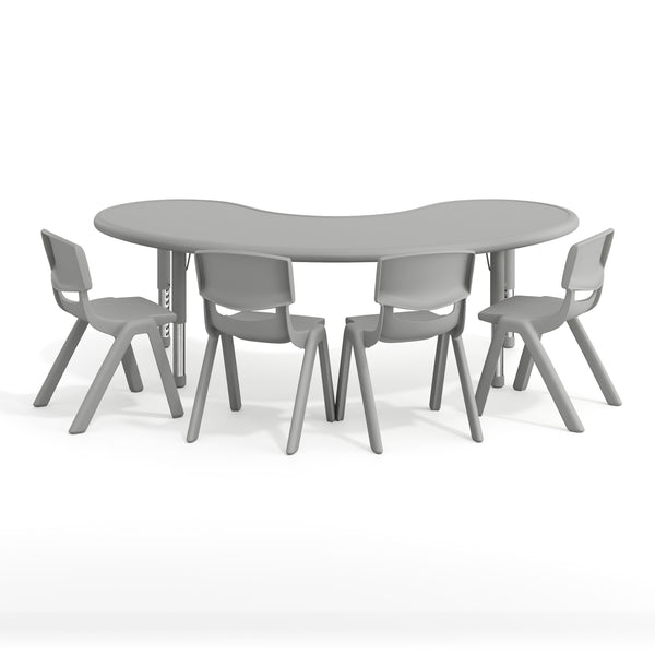 Soft Gray |#| 5 PC Plastic Activity Table and 4 Chairs Set, 10.5" Seat Height-Soft Gray