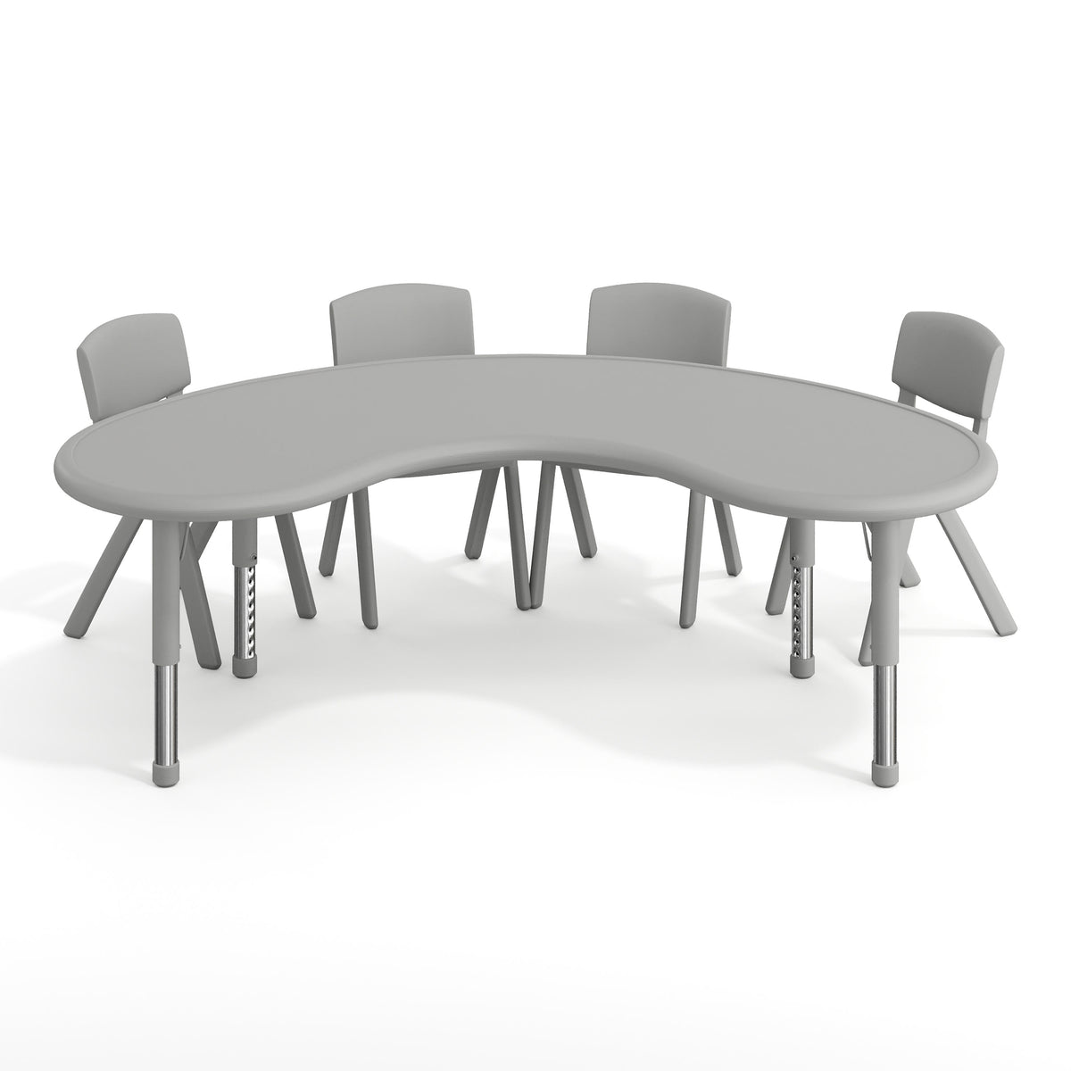 Soft Gray |#| 5 PC Plastic Activity Table and 4 Chairs Set, 10.5" Seat Height-Soft Gray