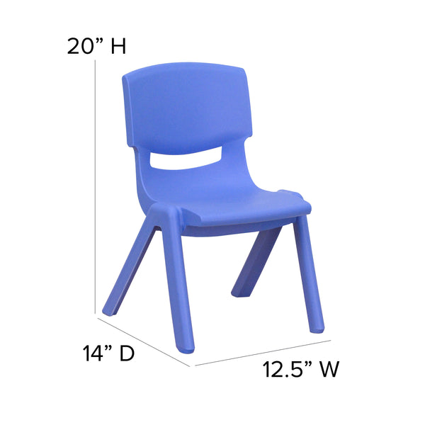 Blue |#| 35"W x 65"L Half-Moon Blue Plastic Adjustable Activity Table Set - 4 Chairs