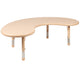 Natural |#| 35"W x 65"L Half-Moon Natural Plastic Adjustable Activity Table Set - 4 Chairs