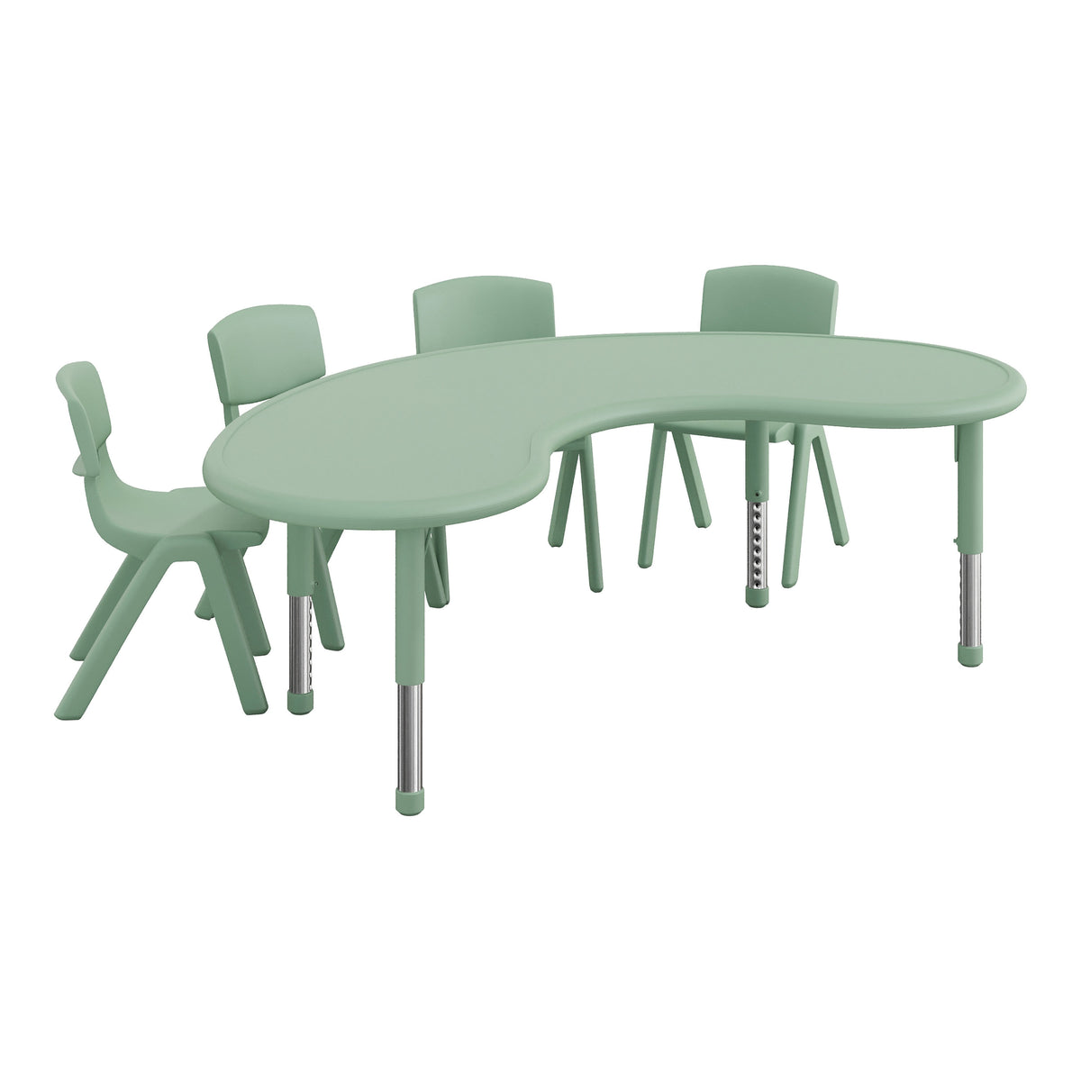 Sage |#| 5 PC Plastic Activity Table and 4 Chairs Set, 10.5" Seat Height-Sage