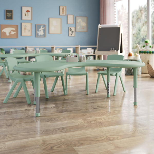 Sage |#| 5 PC Plastic Activity Table and 4 Chairs Set, 10.5" Seat Height-Sage