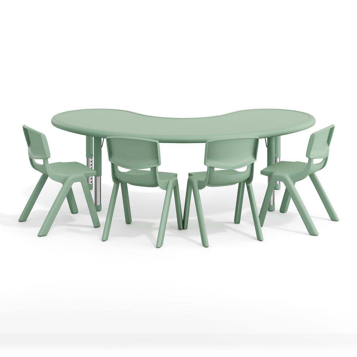Sage |#| 5 PC Plastic Activity Table and 4 Chairs Set, 10.5" Seat Height-Sage
