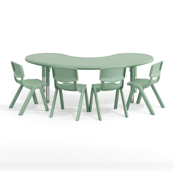 Sage |#| 5 PC Plastic Activity Table and 4 Chairs Set, 10.5" Seat Height-Sage